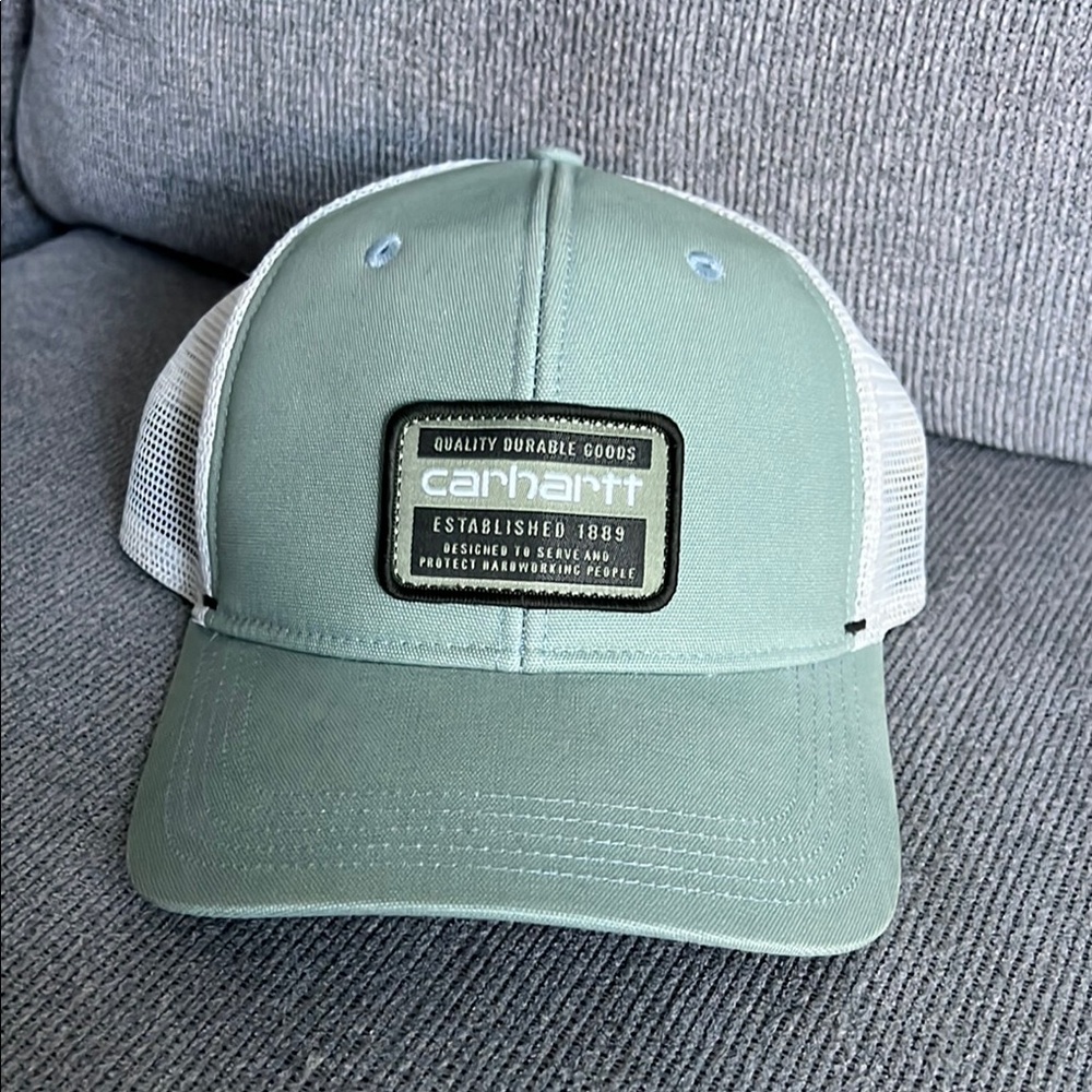 Carhartt Green and White Trucker Hat with Mesh Back